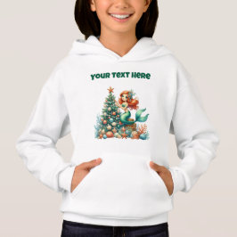 Gepersonaliseerde Kerst Zeemeermin Kinder Hoodie