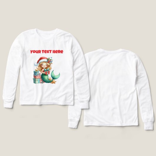 Gepersonaliseerde Kerst Zeemeermin Tri Blend Tshir (Voorkant /achterkant)