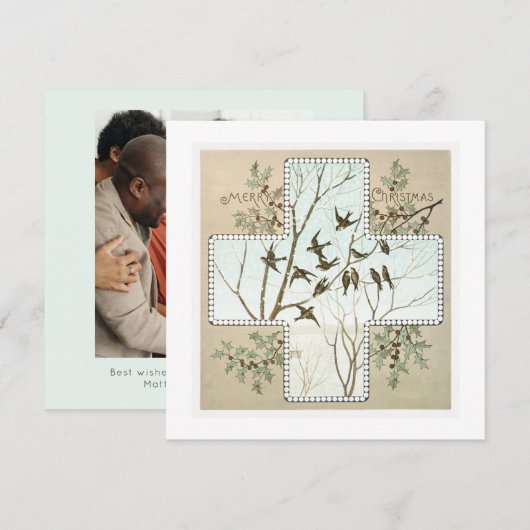 Gepersonaliseerde Kerstafhankelijke vogels  Feestdagenkaart (Voorkant / Achterkant)