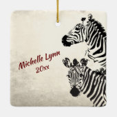 Gepersonaliseerde kerstaven van Zebras en lint Keramisch Ornament (Achterkant)