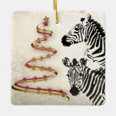 Gepersonaliseerde kerstaven van Zebras en lint Keramisch Ornament (Voorkant)