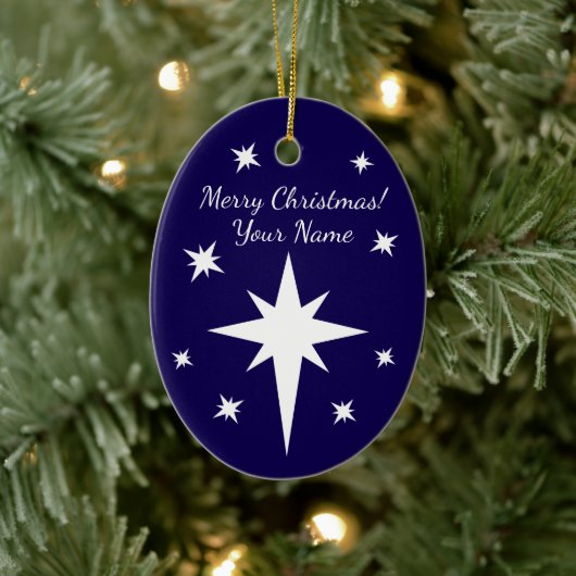 Gepersonaliseerde Kerstbal Ster van Bethlehem Keramisch Ornament (Boom)