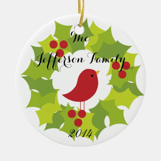 Gepersonaliseerde kerstbales Holly Family Ornament (Voorkant)