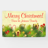 Gepersonaliseerde Kerstbanner Geschenken Ornamente Spandoek (Horizontaal)