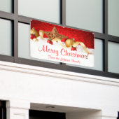 Gepersonaliseerde Kerstbanner Red Gold Star Spandoek (Buitenkant Gebouw)