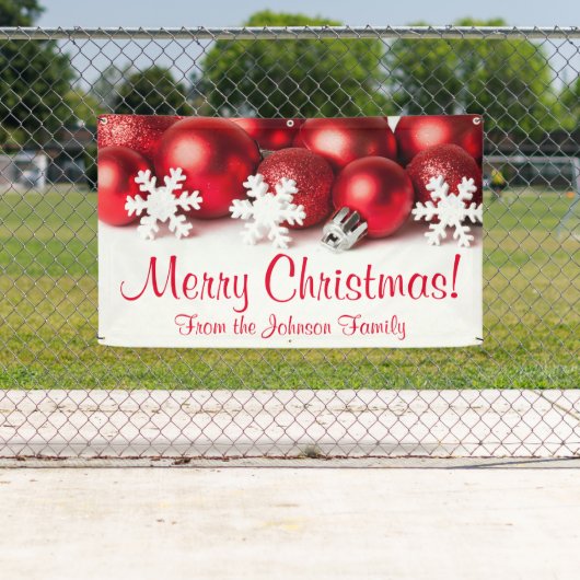 Gepersonaliseerde kerstbanner Red Tree-versieringe Spandoek (Insitu)