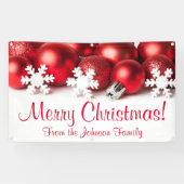 Gepersonaliseerde kerstbanner Red Tree-versieringe Spandoek (Horizontaal)