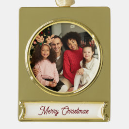 Gepersonaliseerde kerstbanner-versiering verguld banner ornament