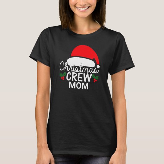 Gepersonaliseerde kerstbemanning Mam Santa Hat Fam T-shirt (Voorkant)