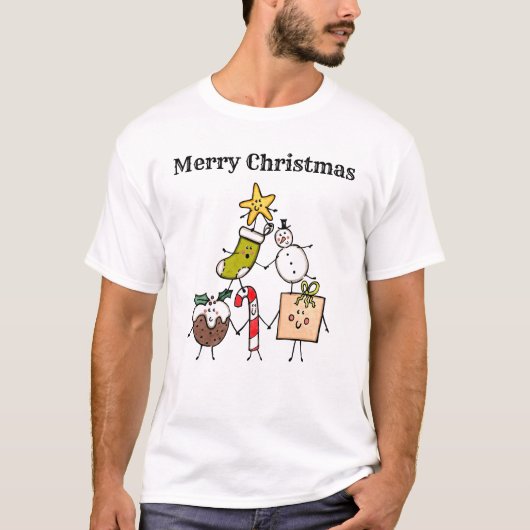 Gepersonaliseerde kerstbemanning t-shirt (Voorkant)
