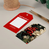 Gepersonaliseerde Kerstbessen Bloemen & Bladeren Cadeaulabel