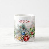 Gepersonaliseerde kerstbessen en Frosted Wreath Magische Mok (Center)