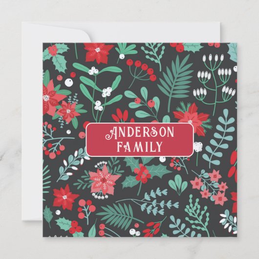 Gepersonaliseerde kerstbloem patroon familienaam (Voorkant)