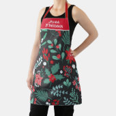 Gepersonaliseerde kerstbloem patroon familienaam schort (Insitu)