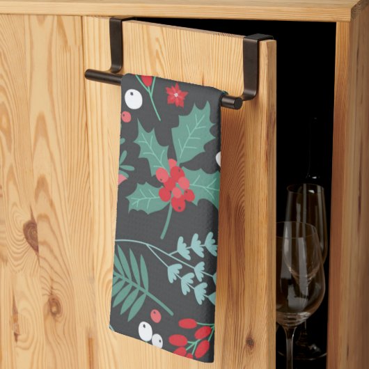 Gepersonaliseerde kerstbloem patroon familienaam theedoek (Derde Gevouwen)