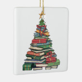 Gepersonaliseerde Kerstboek Tree-Teacher / bibliot Keramisch Ornament (Rechts)