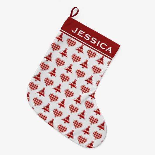 Gepersonaliseerde kerstbomen en harten grote kerstsok (Voorkant (Hangend))