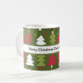 Gepersonaliseerde Kerstbomen Rood Wit en Groen Koffiemok (Voorkant links)