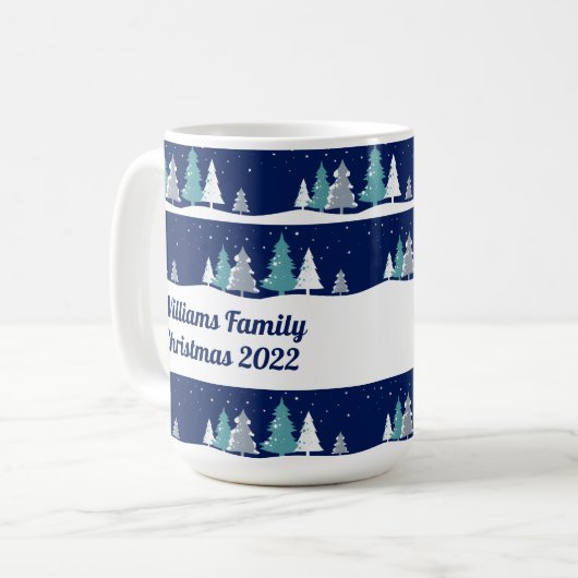 Gepersonaliseerde kerstbomen Schattigee winter Koffiemok (Voorkant links)