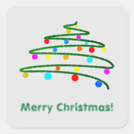 Gepersonaliseerde kerstboom en Ornamenten Tekening Vierkante Sticker