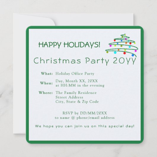Gepersonaliseerde kerstboom feestuitnodiging kaart (Voorkant)