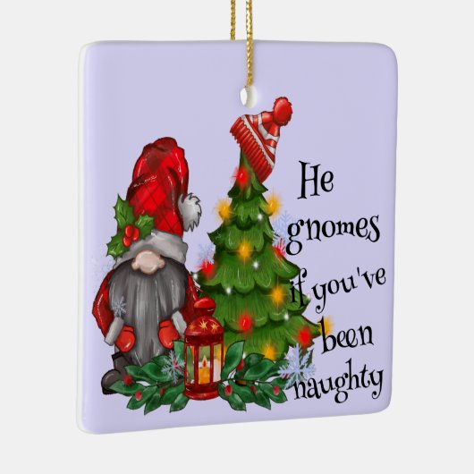 Gepersonaliseerde Kerstboom Gnome Ornament, Gnome Keramisch Ornament (Rechts)
