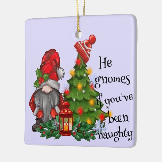 Gepersonaliseerde Kerstboom Gnome Ornament, Gnome Keramisch Ornament (Links)