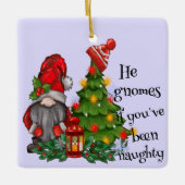 Gepersonaliseerde Kerstboom Gnome Ornament, Gnome Keramisch Ornament (Voorkant)