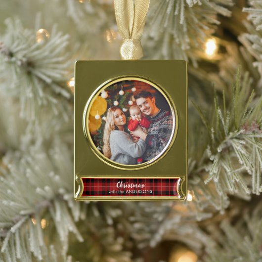 Gepersonaliseerde kerstboom gouden ornament verguld banner ornament (Boom)