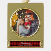 Gepersonaliseerde kerstboom gouden ornament verguld banner ornament (Voorkant)