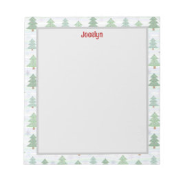 Gepersonaliseerde kerstboom grens feestelijk notitieblok