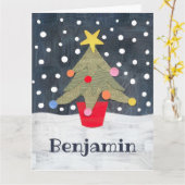 Gepersonaliseerde kerstboom kaart (Gele Bloem)