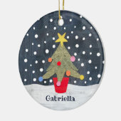 Gepersonaliseerde kerstboom keramisch ornament (Links)