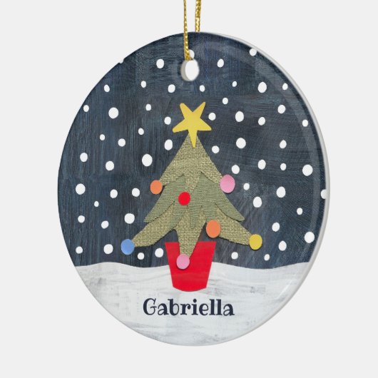 Gepersonaliseerde kerstboom keramisch ornament (Links)