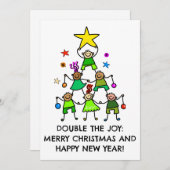 Gepersonaliseerde kerstboom Kinder Feestdagenkaart (Voorkant / Achterkant)