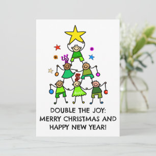 Gepersonaliseerde kerstboom Kinder Feestdagenkaart