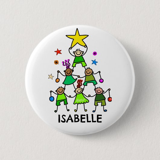 Gepersonaliseerde kerstboom Kinder Ronde Button 5,7 Cm (Voorkant)