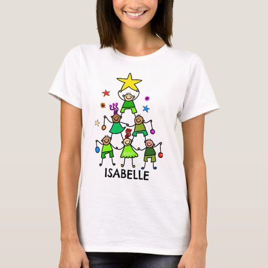 Gepersonaliseerde kerstboom Kinder T-shirt (Voorkant)