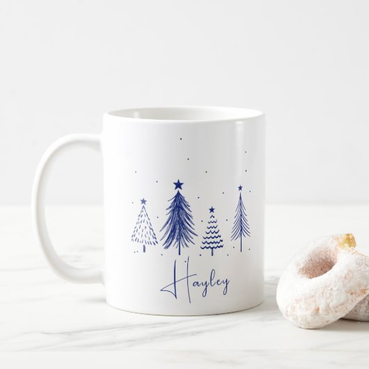 Gepersonaliseerde kerstboom koffiemok (Met donut)
