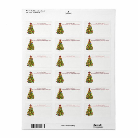 Gepersonaliseerde kerstboom Mailing Labels (Full Sheet)