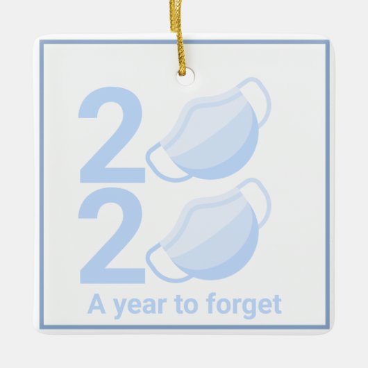 Gepersonaliseerde kerstboom met pandemisch masker keramisch ornament (Voorkant)