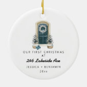 Gepersonaliseerde Kerstboom Nieuwe Home Vakantie Keramisch Ornament (Achterkant)