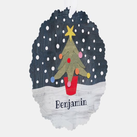 Gepersonaliseerde kerstboom ornament kaart (Rechts)