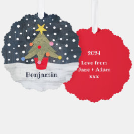 Gepersonaliseerde kerstboom ornament kaart