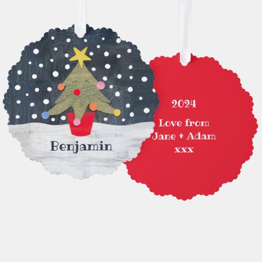 Gepersonaliseerde kerstboom ornament kaart (Voorkant / Achterkant)