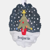 Gepersonaliseerde kerstboom ornament kaart (Links)