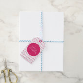 Gepersonaliseerde Kerstboom Patroon Hot Pink Cadeaulabel (Met Touw)
