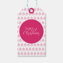 Gepersonaliseerde Kerstboom Patroon Hot Pink Cadeaulabel