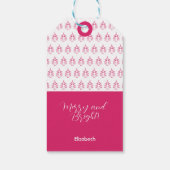 Gepersonaliseerde Kerstboom Patroon Hot Pink Cadeaulabel (Achterkant)