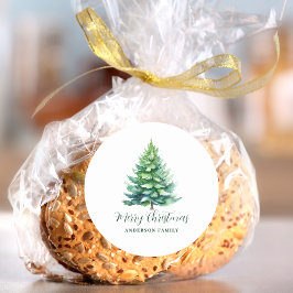 Gepersonaliseerde kerstboom ronde sticker